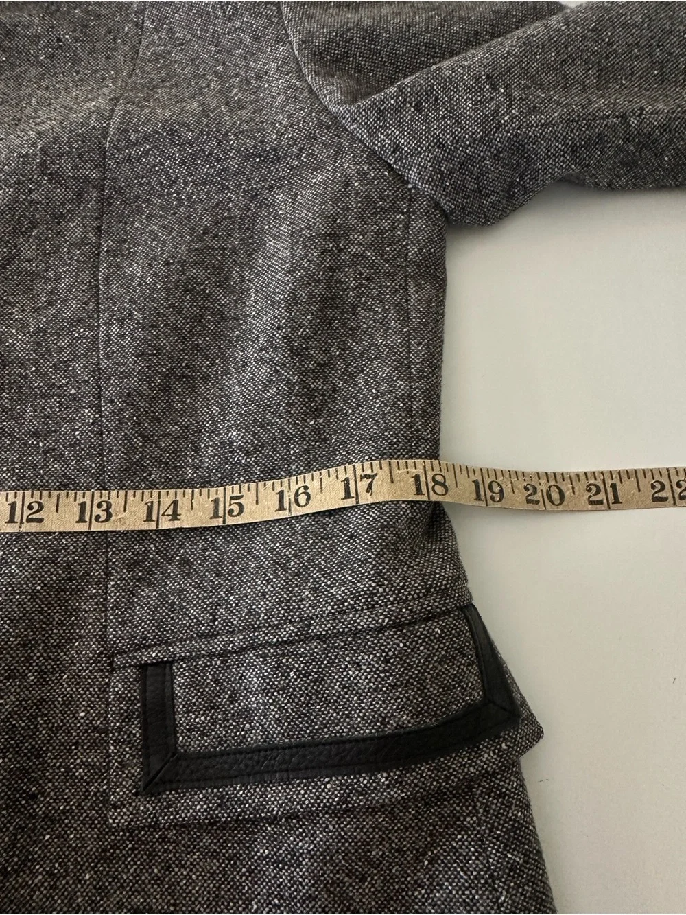 Pendleton Wool Silk Leather Trim Blazer Jacket Size 8 Black White Tweed - Picture 13 of 15